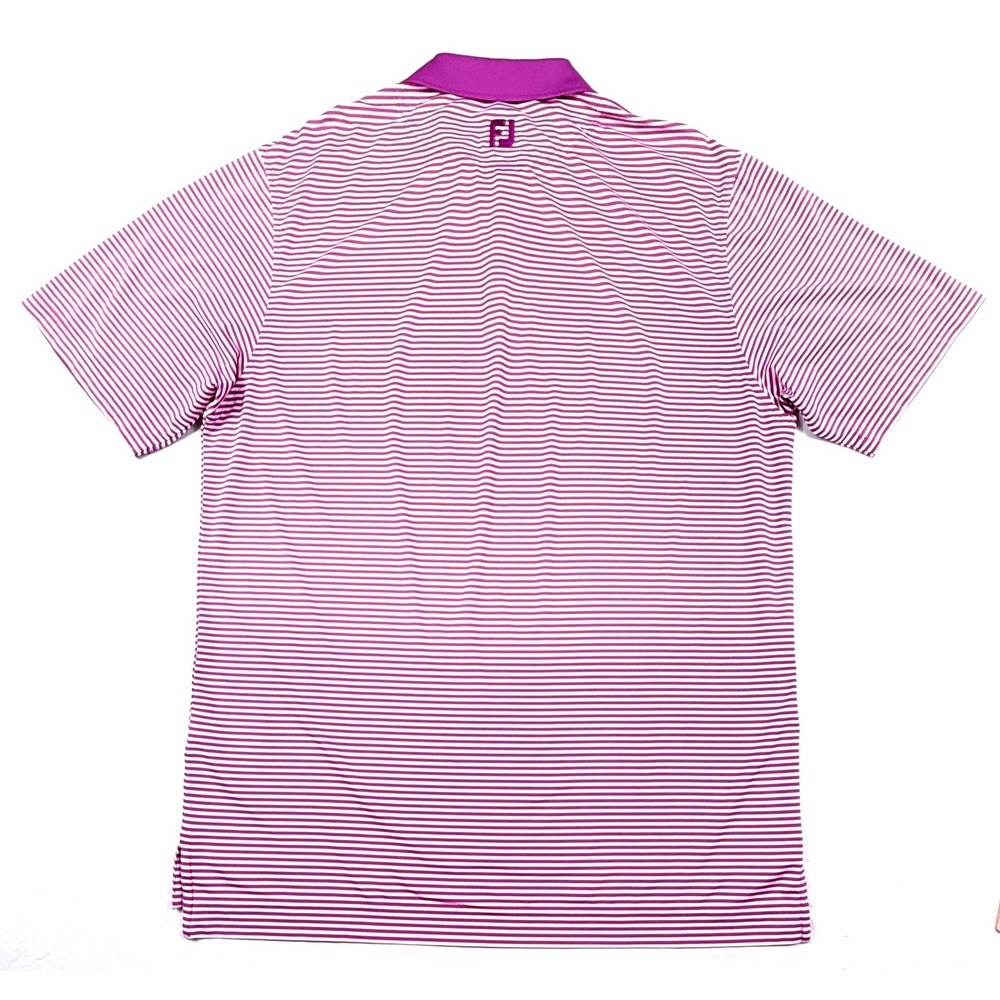 FootJoy Mens ProDry Striped Golf Polo Shirt Magenta White Size L Short Sleeve - Picture 4 of 6